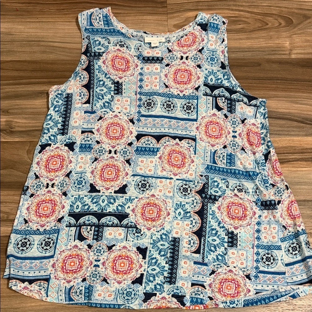 J. Jill Love Linen Women’s Sz. S Sleeveless Colorful Mandala Top Boho Floral
